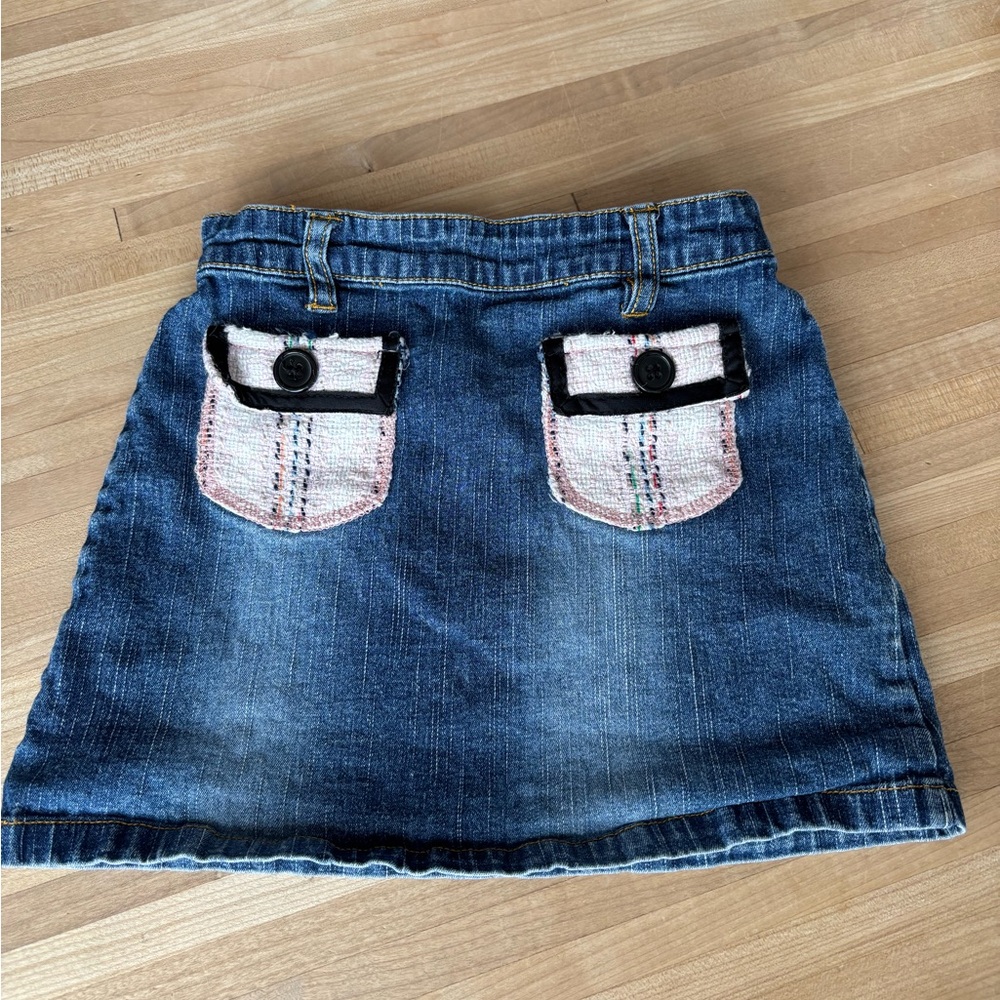 Vintage Mary Kate & Ashley Y2K Chic Kids Denim Skirt with Pocket Accents